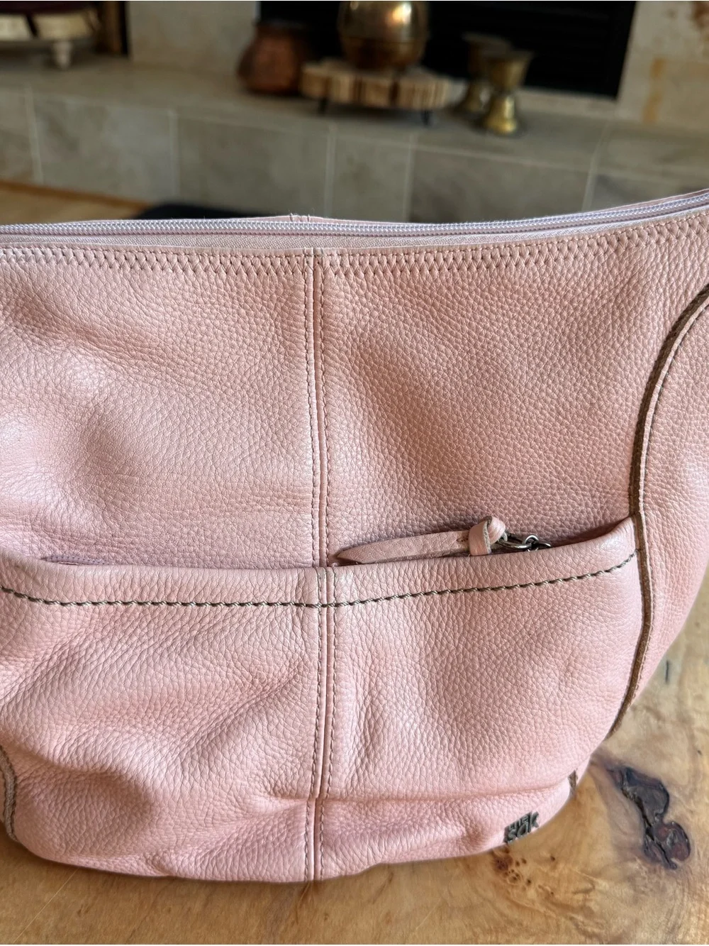 The Sak Pink Pebbled Leather Shoulder Bag